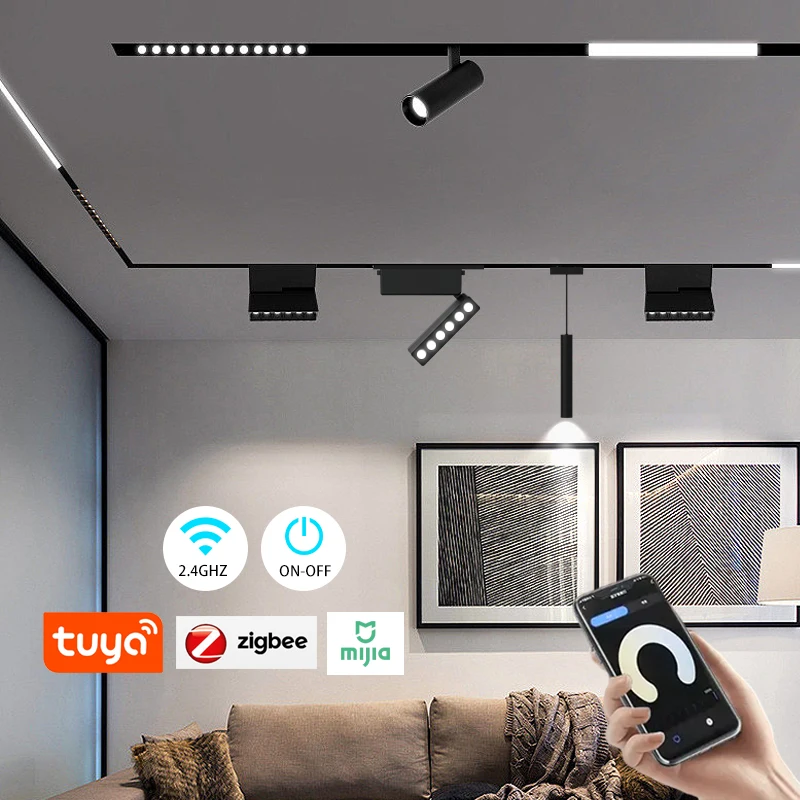 Smart Control COB Led Track Light Business Focus Lamp Retail magnetic lamp Energy saving  Linear Magnetic Rail Tracking Lamp