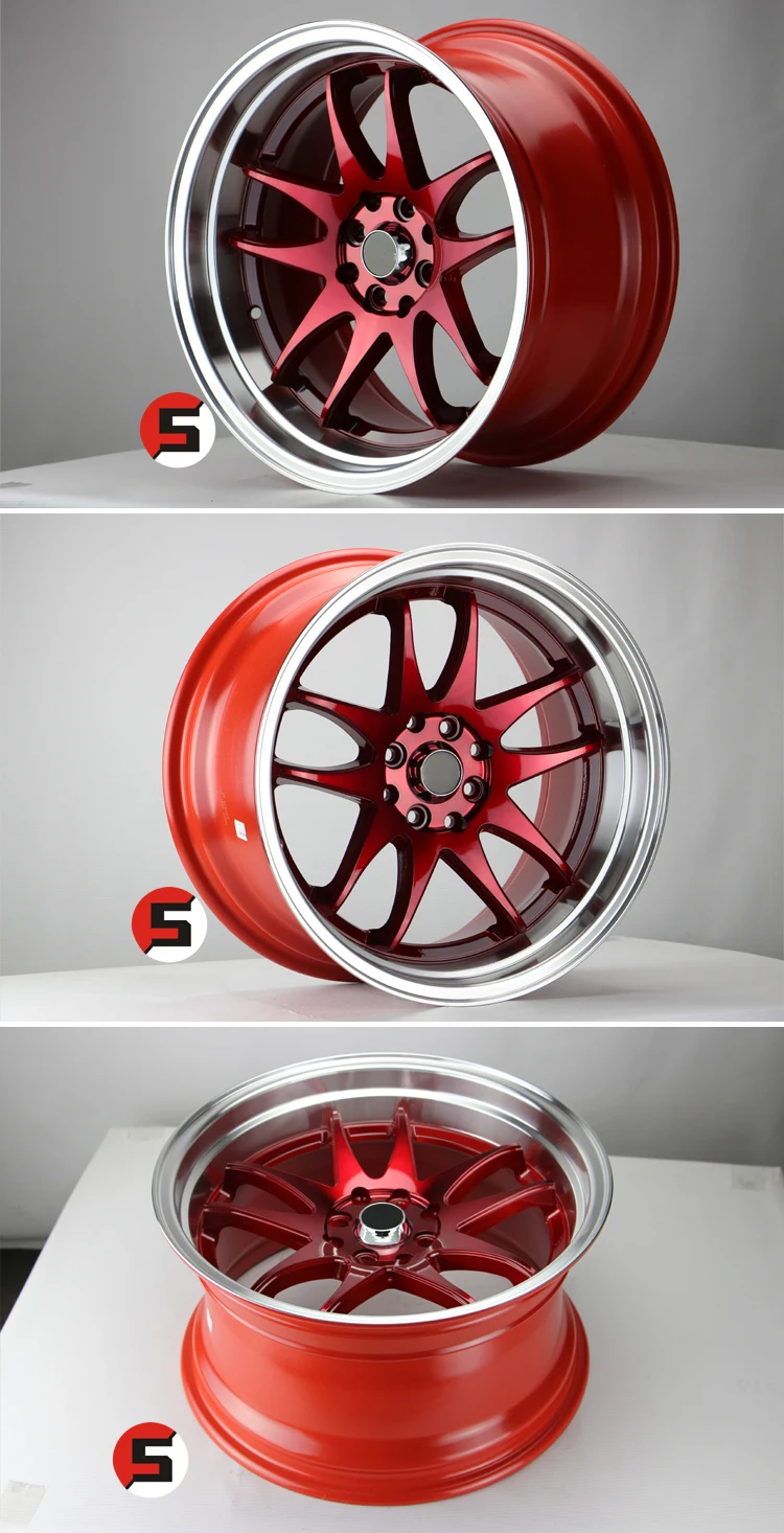 18inch New Design Car Alloy Wheels Beauty Rims Custom Color Modify Carwheels Double 5-Spokes Deep Lip Mags Red Color  Rines
