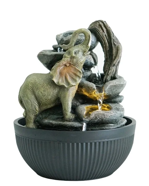 Creative resin bowl fountain water feature tabletop Fountain elephant splashing waterfall fountain