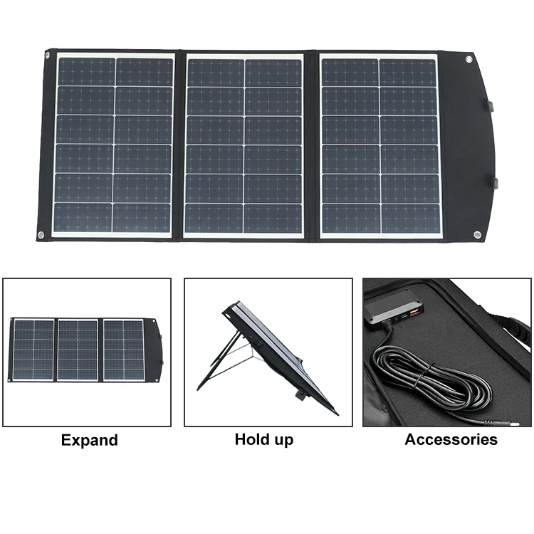 Camping 100W 12V  Portable Solar Panel Module Foldable Solar Panel with Kickstand