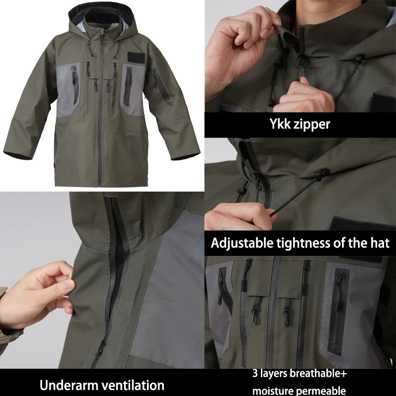 waterproof Hiking Hunting hard Shell Rain Jacket outdoor Waterproof Jacket heating Jacket gore-tex