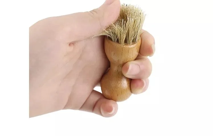 Factory Supply Mini Round Silk Shoe Brush Beech Bristle & Horsehair for Cleaning Leather Shoes & Achieving Smooth Finish