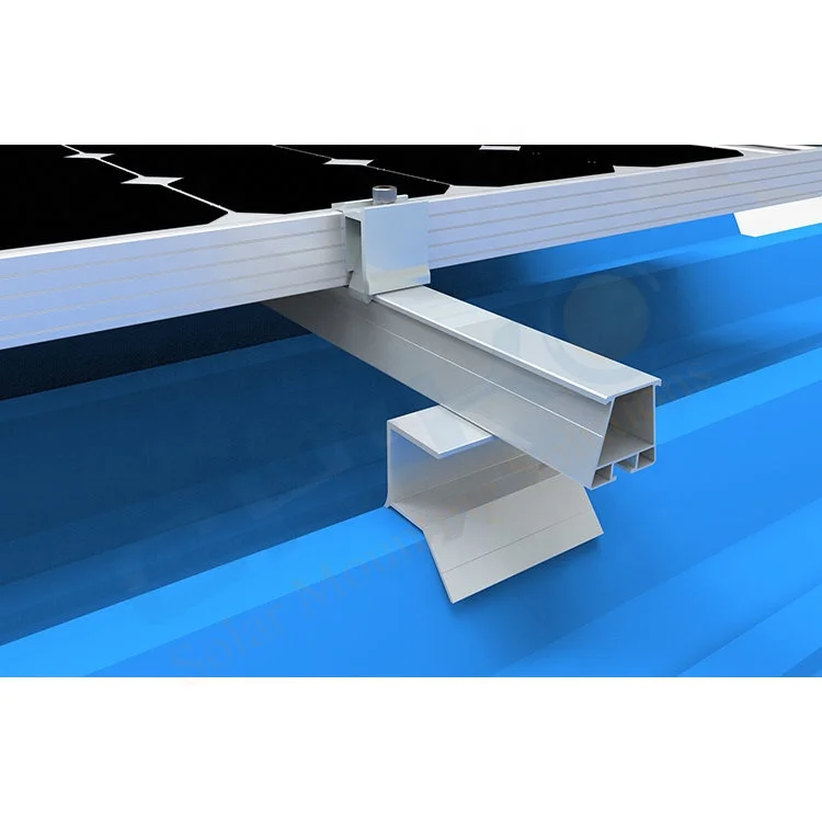 Quick fixed solar panel structure with clamps on trapezoidal Steel sheet rooftop