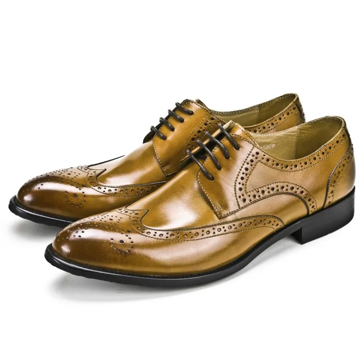 HQC-1006 Classic Italian man genuine leather shoes dress shoes men