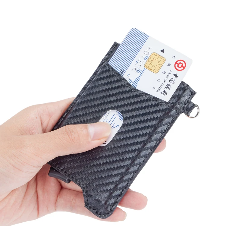 Microfiber RFID Blocking Carbon Fiber Automatic  Aluminium  pop up  Credit Card Holder