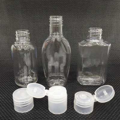 
60ml plastic pet hand sanitizer bottle with flip top cap, 2OZ flat octagon lotion bottle with cap 