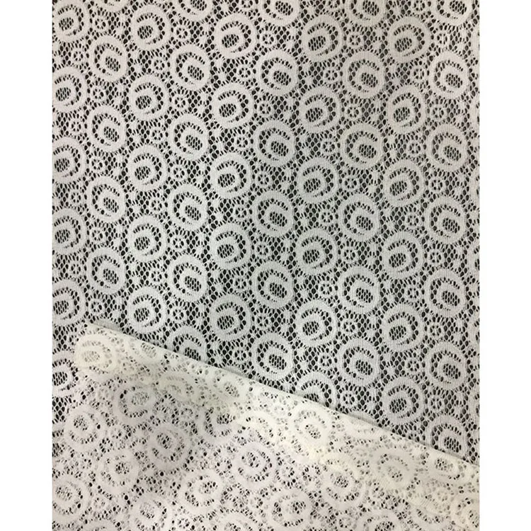 Winter Lace Circle Design Warp Knit Heavy Nylon Silk Lace Fabric for Pajamas