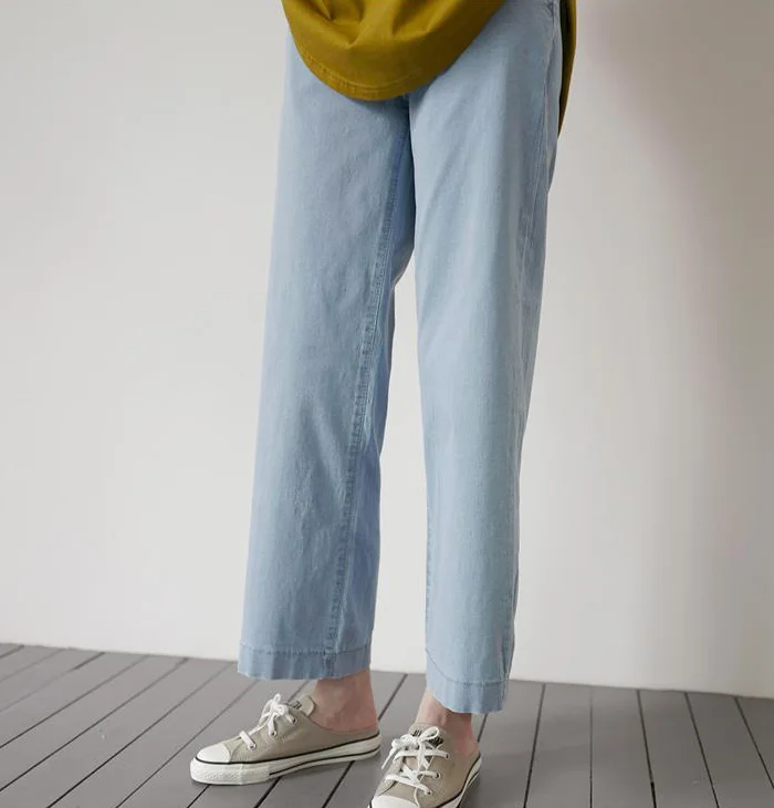 
2021 spring new style straight loose fashion waist nine-point denim women trousers ladies s girls OEM&ODM 