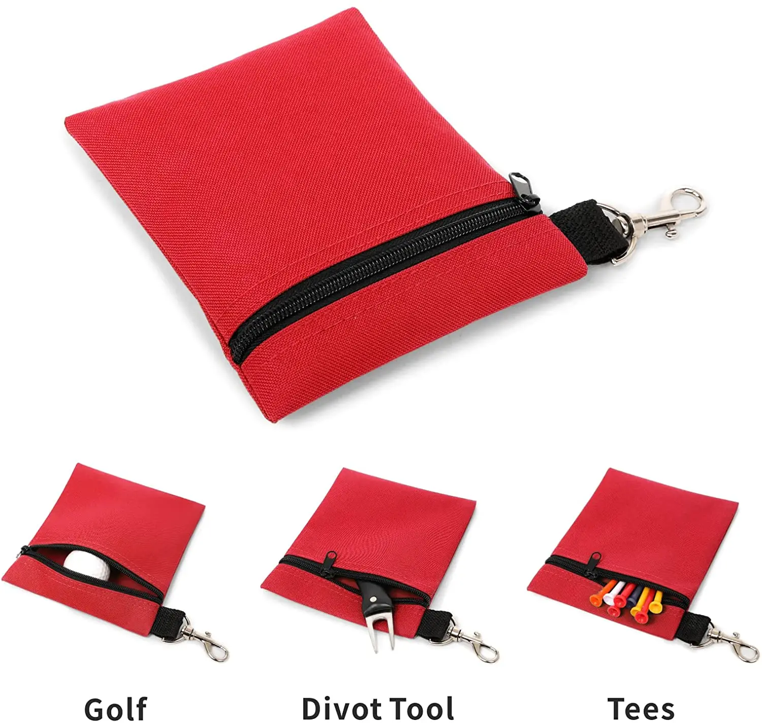China Supplier BSCI Factory OEM Custom logo Sport Blue Black pink Zipper Bag Golf Tee Pouch Holder