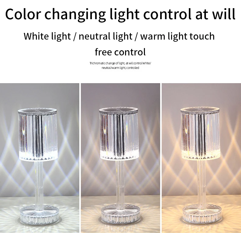 Romantic Portable 16 Color Atmosphere USB Rechargeable Rose Remote Acrylic Crystal Decorative LED night lights table lamp