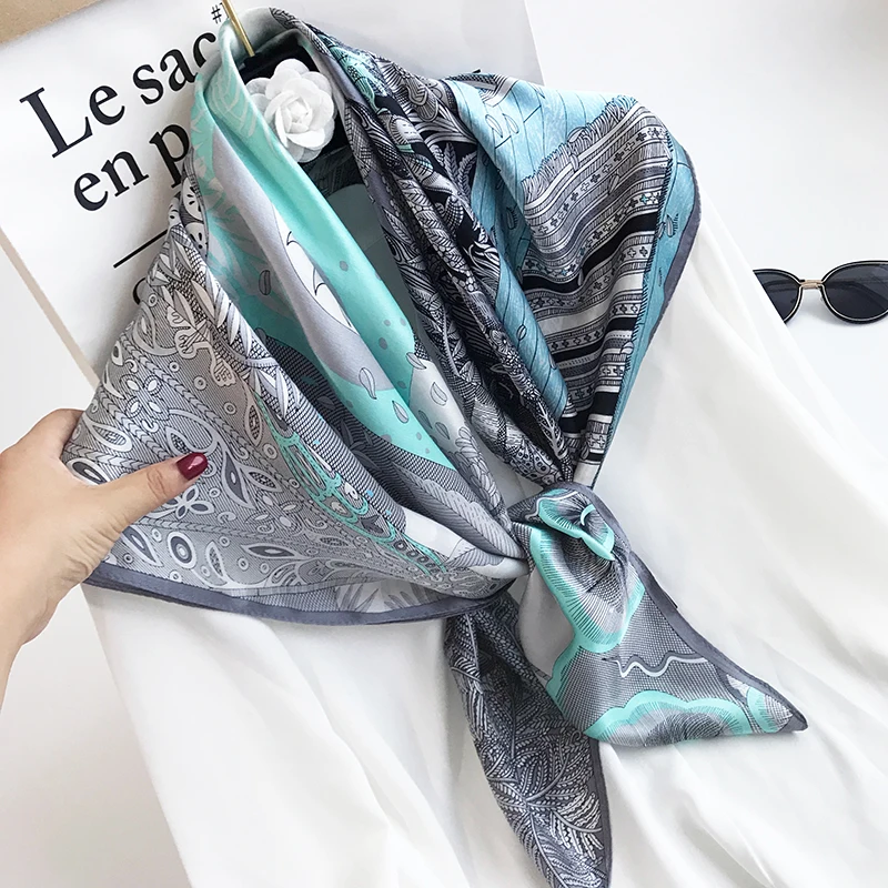 OEM High Quality 100% Natural Silk Scarves Graceful Ladies Party Custom Digital Printed Satin Square tudung Silk Scarf