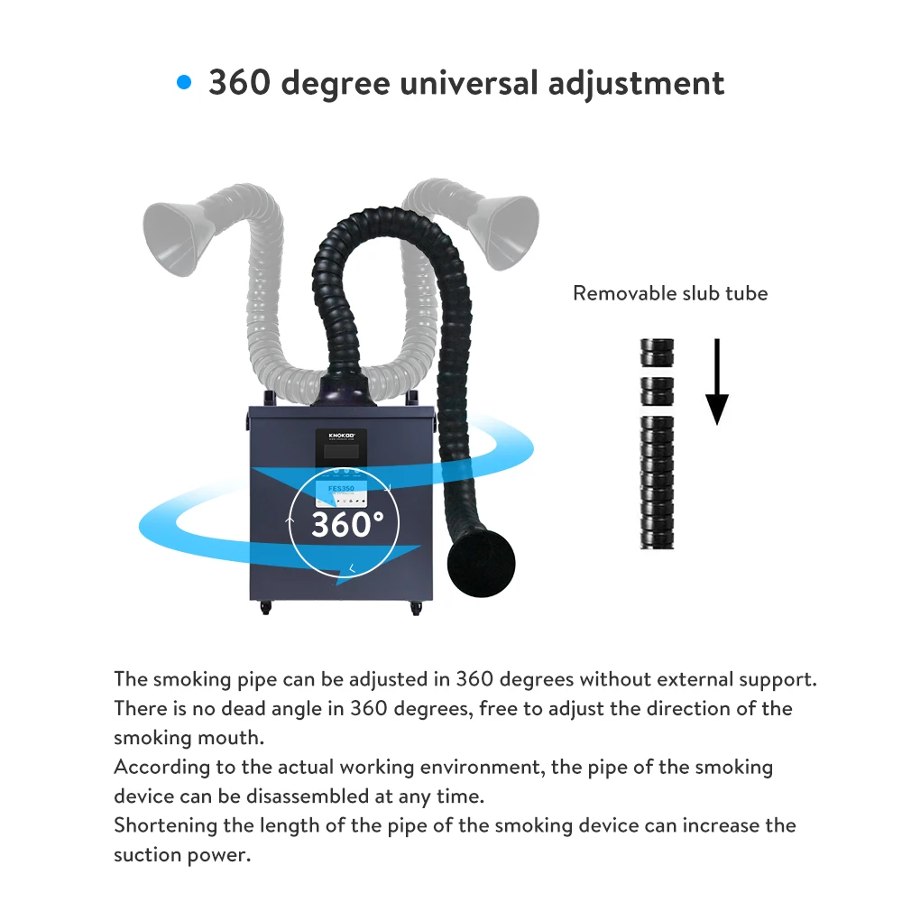 KNOKOO Laser Solder Fume Extractor FES350 Smoke Absober Air Purifier with Remote Control for Laser Marking and ESD Soldering