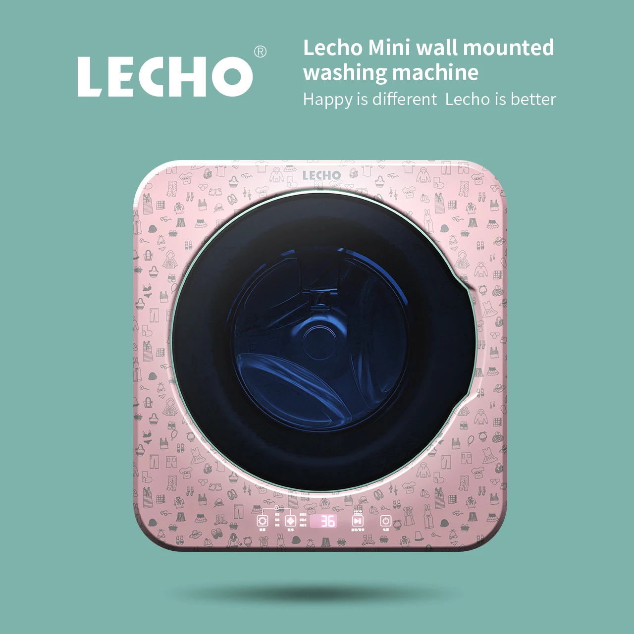 Lecho 3 кг Мини настенная Автоматическая фронтальная Портативная стиральная машина с сухой