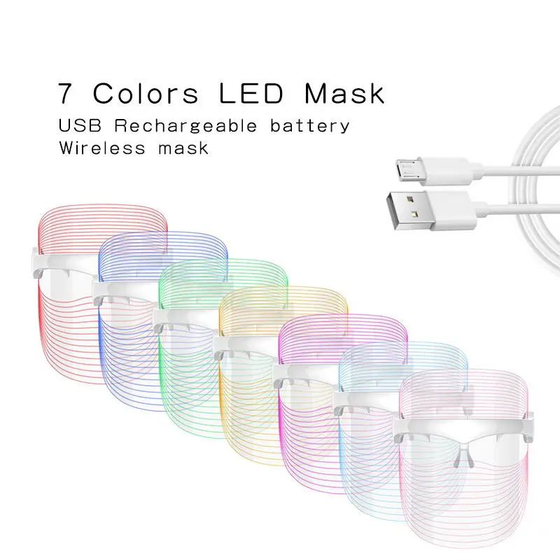 Hot sell rechargeable 7 colors red light therapy mask 7 in 1 facial skincare tool red light therapy face home use led mask
