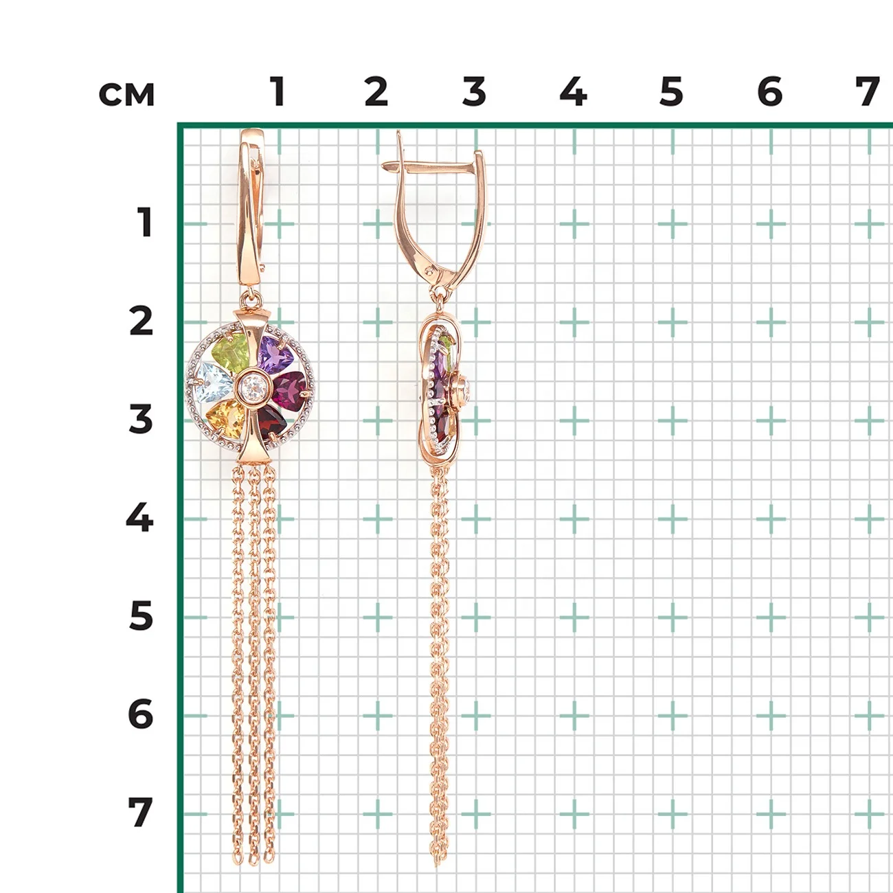 Romantic Earrings 14K Solid Rose Yellow Gold Topaz Amethyst Chrysolite Citrine ChromDiopside Garnet Smoky Quartz OEM ODM