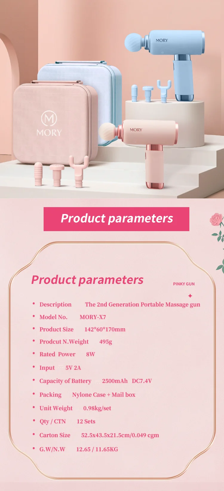 MORY Vibrating Cordless Brushless Gym Gun Massager Powerful Percussion Dropshipping Mini Muscle Massage Gun with LCD Screen