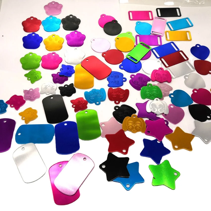 Aluminum Sign Round Heart Shield Cat Head Dog Head Dog Identity Tag Side-In