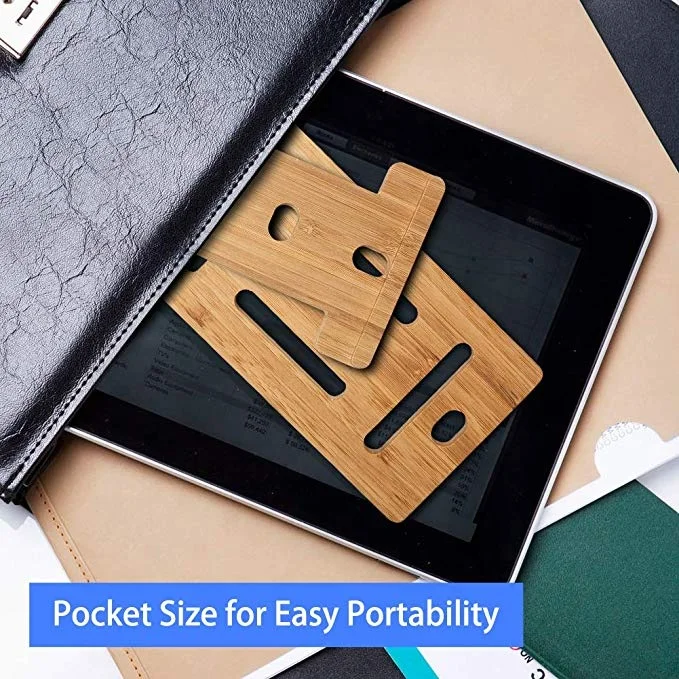 
Desktop adjustable universal natural bamboo tablet mobile cell phone stand holder 