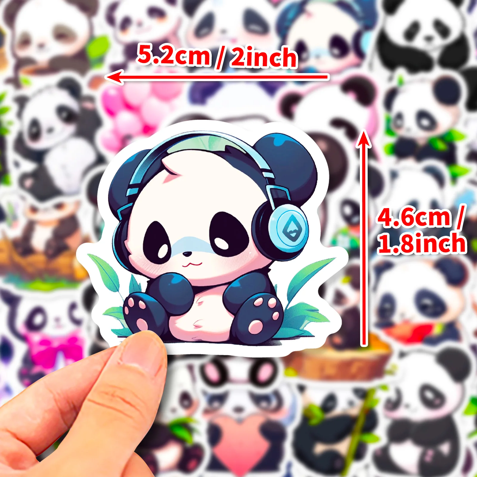 Hot-selling 50pcs different colored and cute cartoon panda stickers for decorating notebooks and rewarding boys and girls