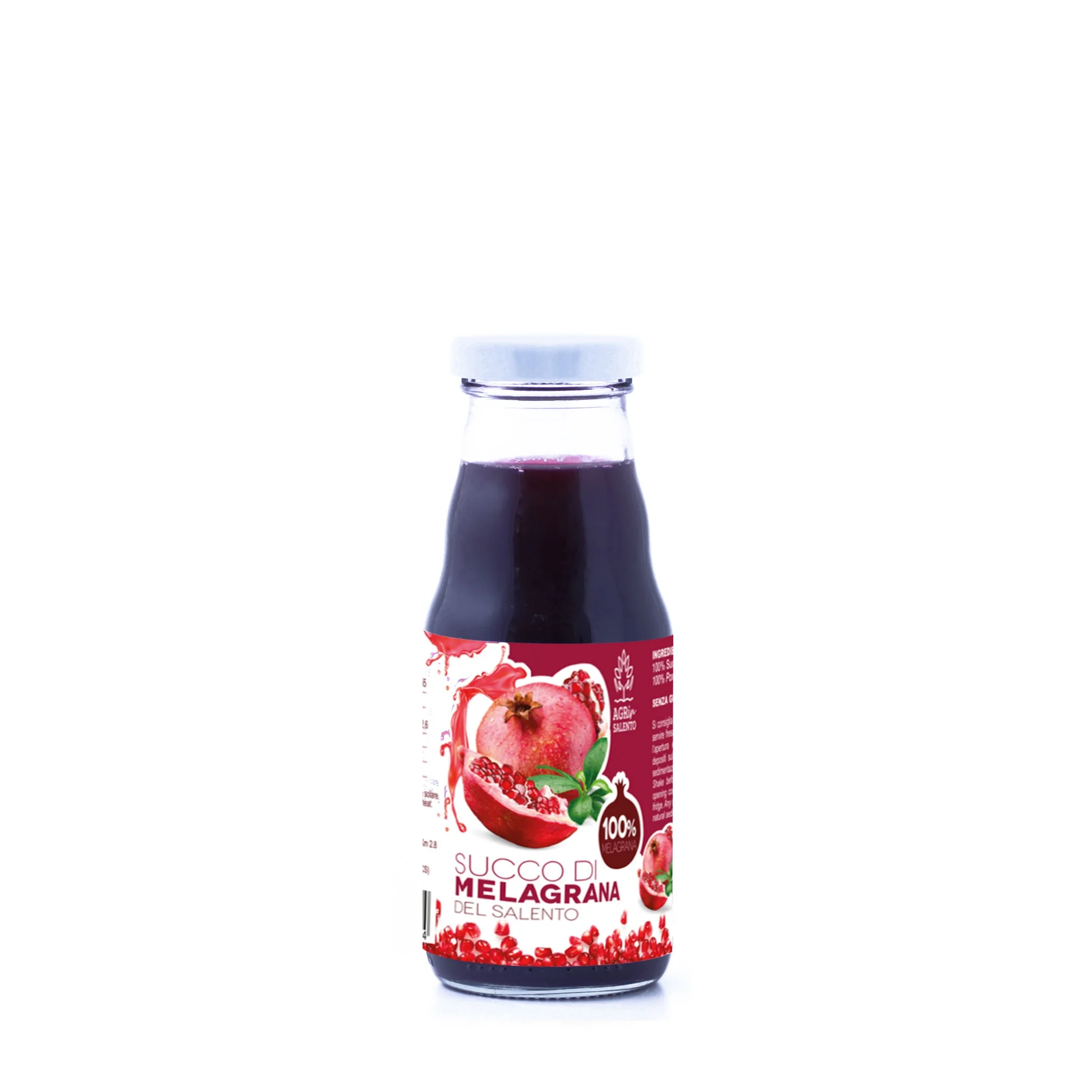 High quality  Italian Pomegranate (40%) Juice natural antioxidant drink 200 ml glass Bottle