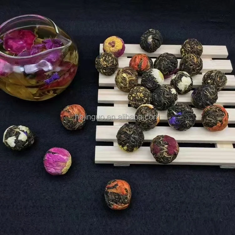 2022 new arrival Puer Tea Ball 6 Flavors Detox Handmade Blooming Flower Tea Ball Natural Puer Tea Mini OEM Antioxidant