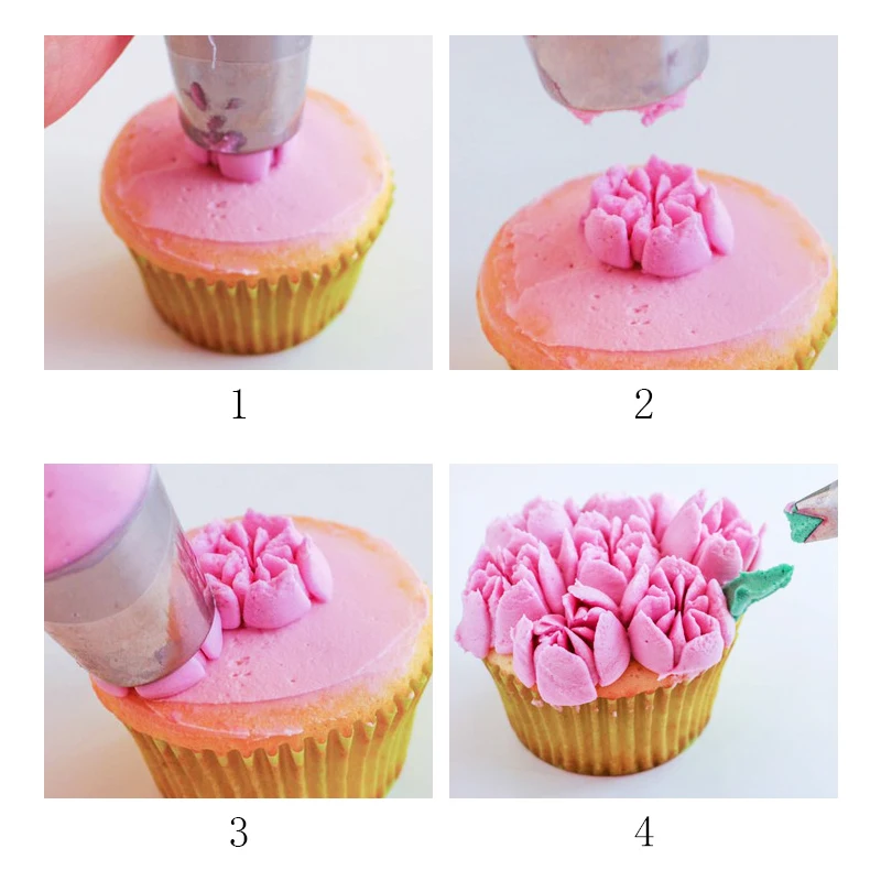 Cupcake Decorating Tips Set 4pcs Large Nozzle with Converter Russian Piping Tips