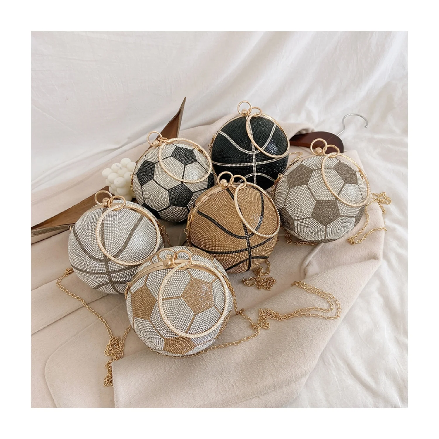 Small Personality basketball Hand Bag Fashion Women Chains Handbag Creative Letter Shoulder Messenger Bag Female Mini Round Tote