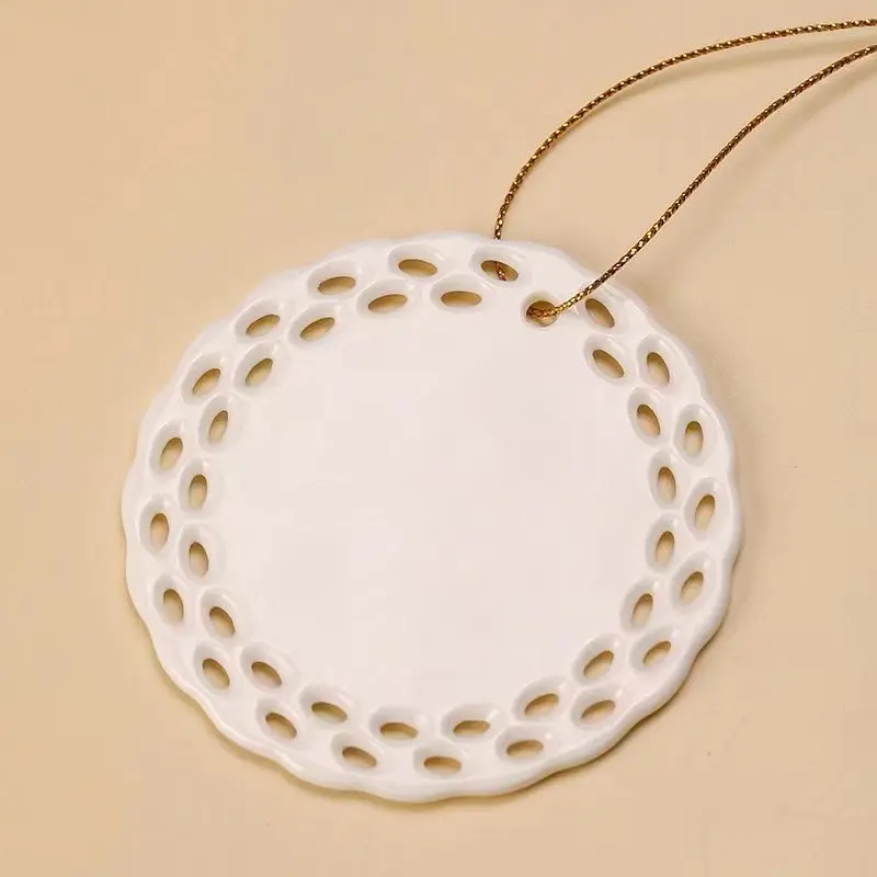 Wholesale Blank White Porcelain Pendant Custom Creative Christmas Ceramic Ornament Pendant