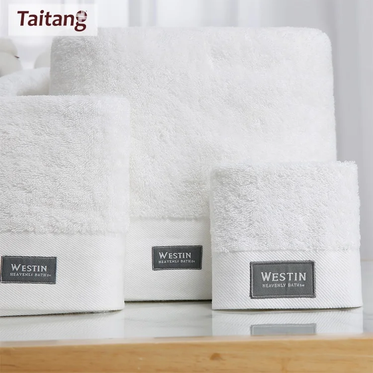 Bathroom Supplies Wholesale Linens White Hotel Towel Sets Custom Embroidery Logo 100% Cotton Hotel Face Towels
