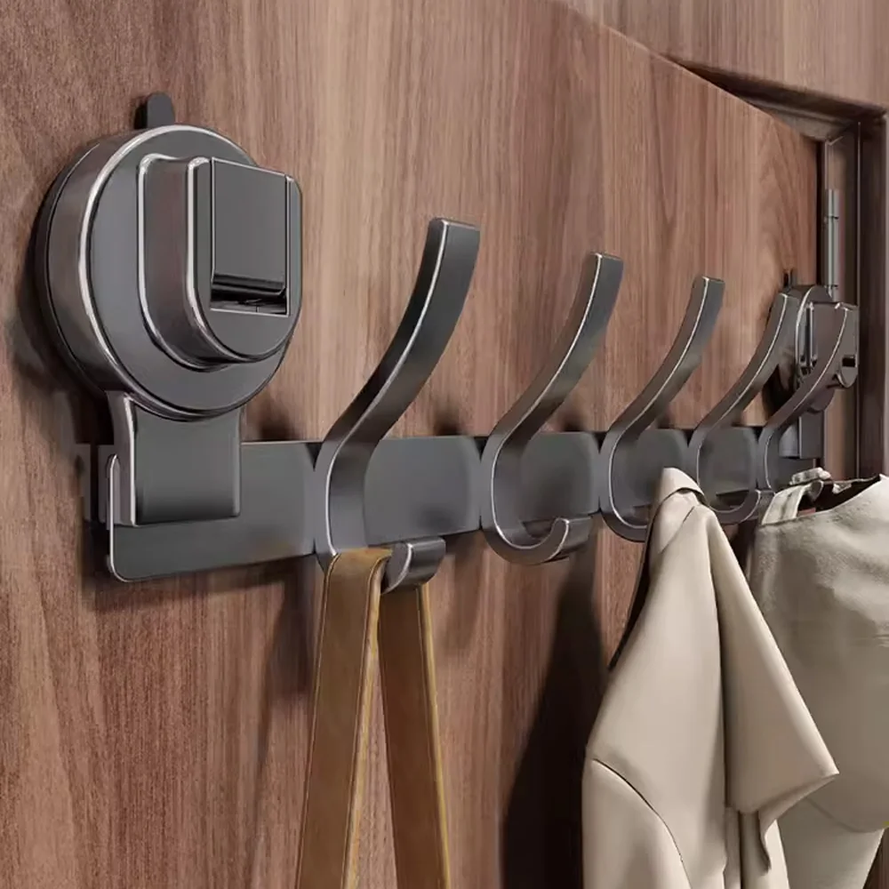 Lakeso suction straight hook Double-layer hooks, no need to drill holes, suction cups