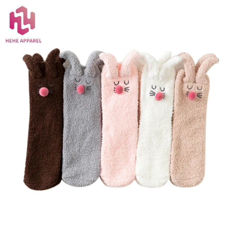 HeHe Slipper Fuzzy Socks Fleece Crew Animal Winter Socks for Women Girls Super Soft Warm Cute Animal Socks