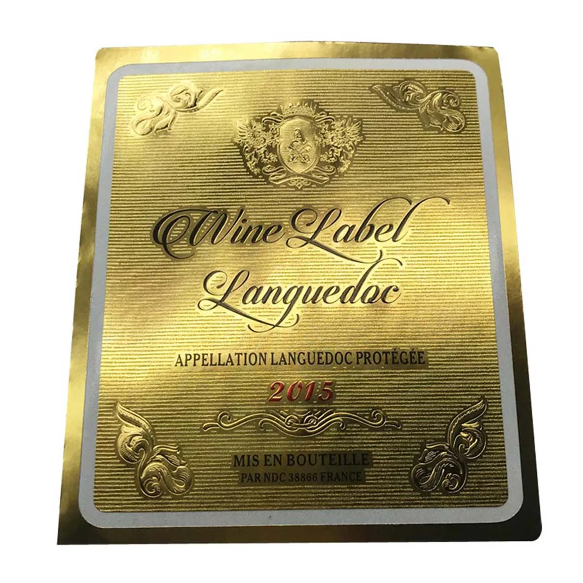 Custom Luxury Metal Wine Bottle Labels Sticker Red Wine Embossed Labels