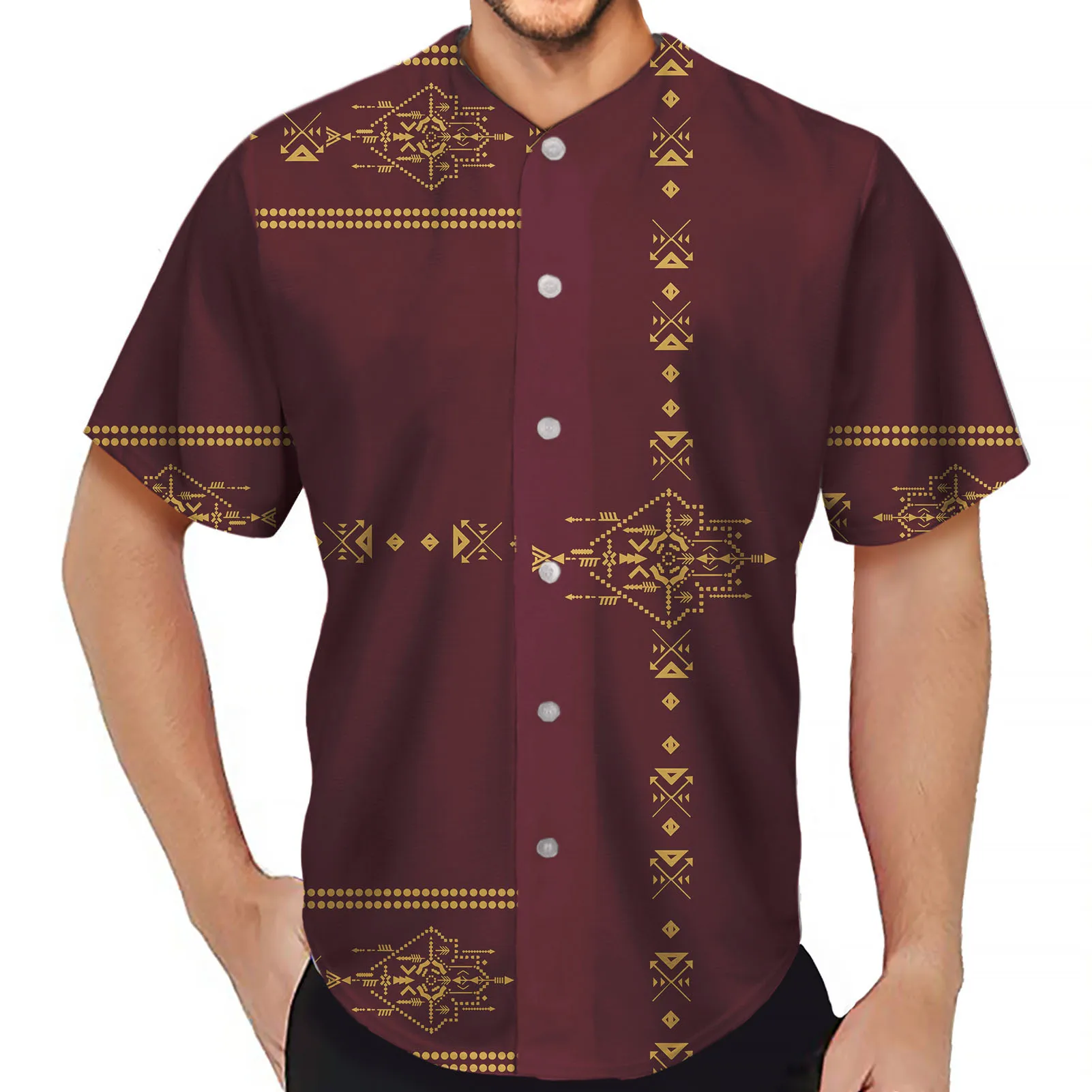 Luxury Polynesian Tribal Mens Buttons T-Shirt 3D Shirt Streetwear Printed Top Tees Hip Hop Custom Made Baseball Jersey T Shirt