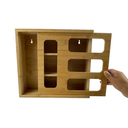 DS999 Bamboo Kitchen Drawer Dispenser Wooden Baggie Food Storage Bag Holders Organizer Bamboo Ziplock Bag Storage Organizer