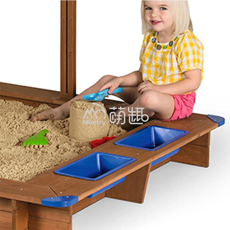 Moetry Trending Kids Backyard Playground Sandpit Wooden Outdoor Sandbox with Cover for Preschool Play Area