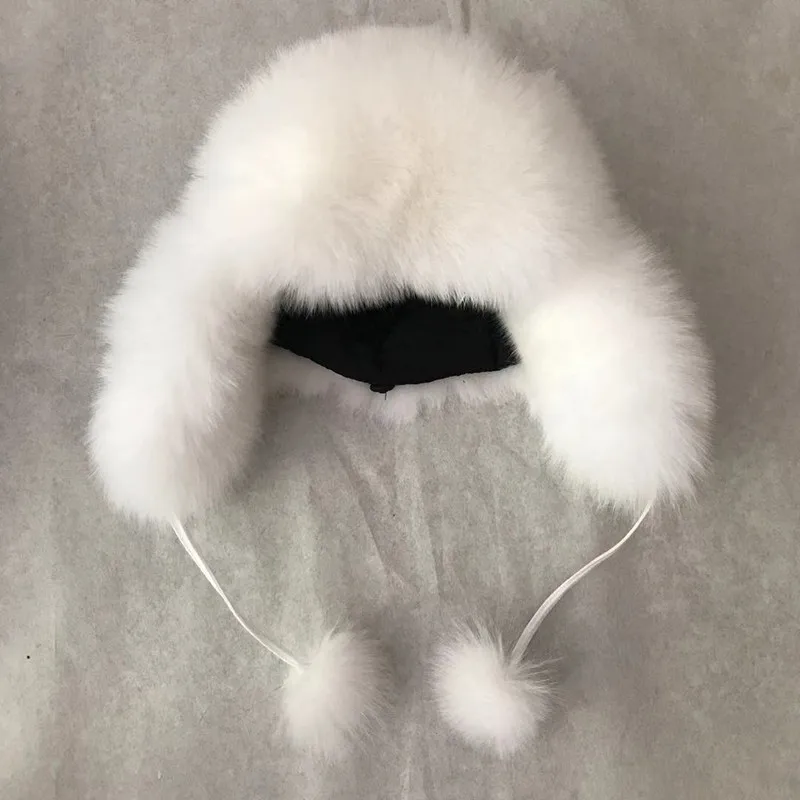 Factory Price Winter Warm Hat Fox Fur Fur Mink Hats with Real Fur Pom Poms for Women