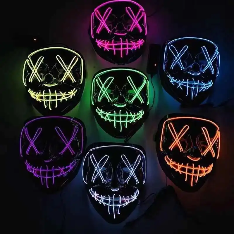 facial halloween masked led tactical scary face terrifier samurai mask Light up Mask for Festival Cosplay Costume  Masquerade