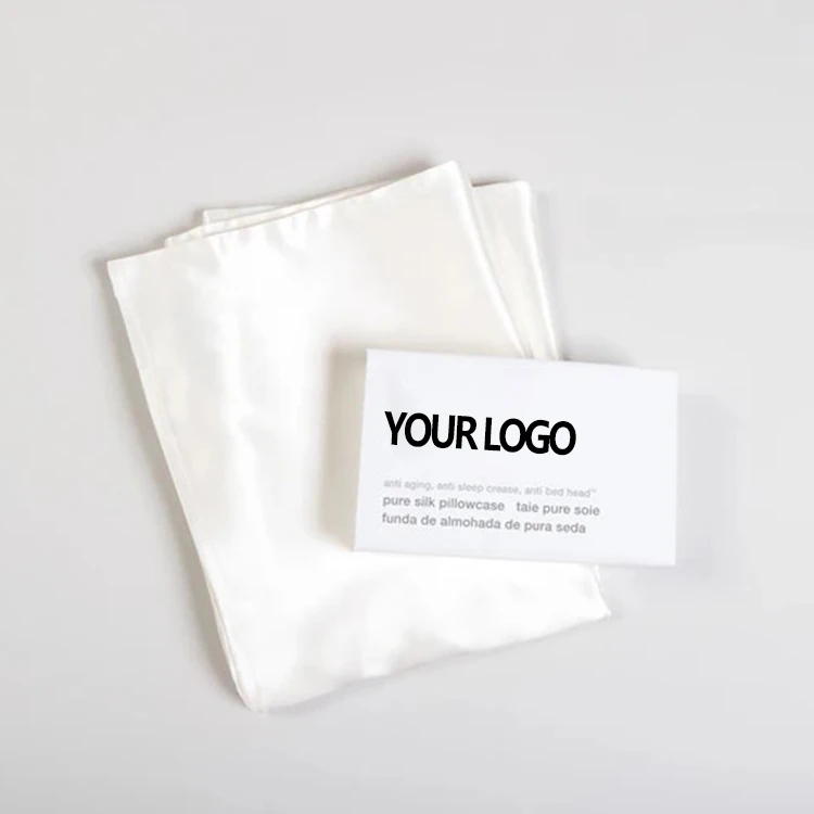 Manufacturer Custom logo and box White pure Silk Pillowcase hidden zipper 100% Mulberry Silk Pillow Case