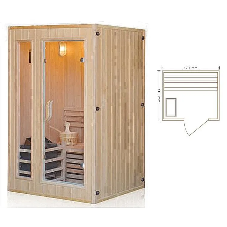 Canadian hemlock indoor traditional steam sauna room with sauna stove