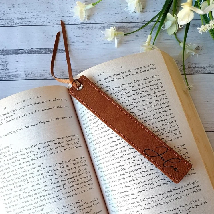Christmas Birthday Anniversary Gift Personalized Logo Vintage Bookmark Laser Engraved Leatherette Custom Promotional Bookmarks