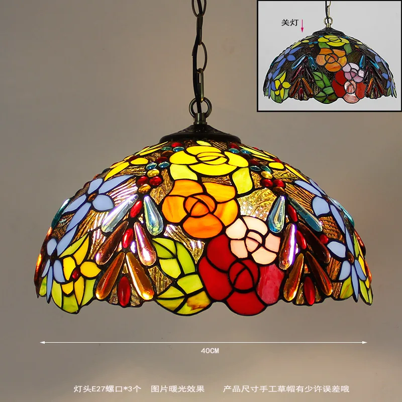European style Tiffany chandelier living room lamp dining room bar glass art creative ceiling Tiffany chandelier