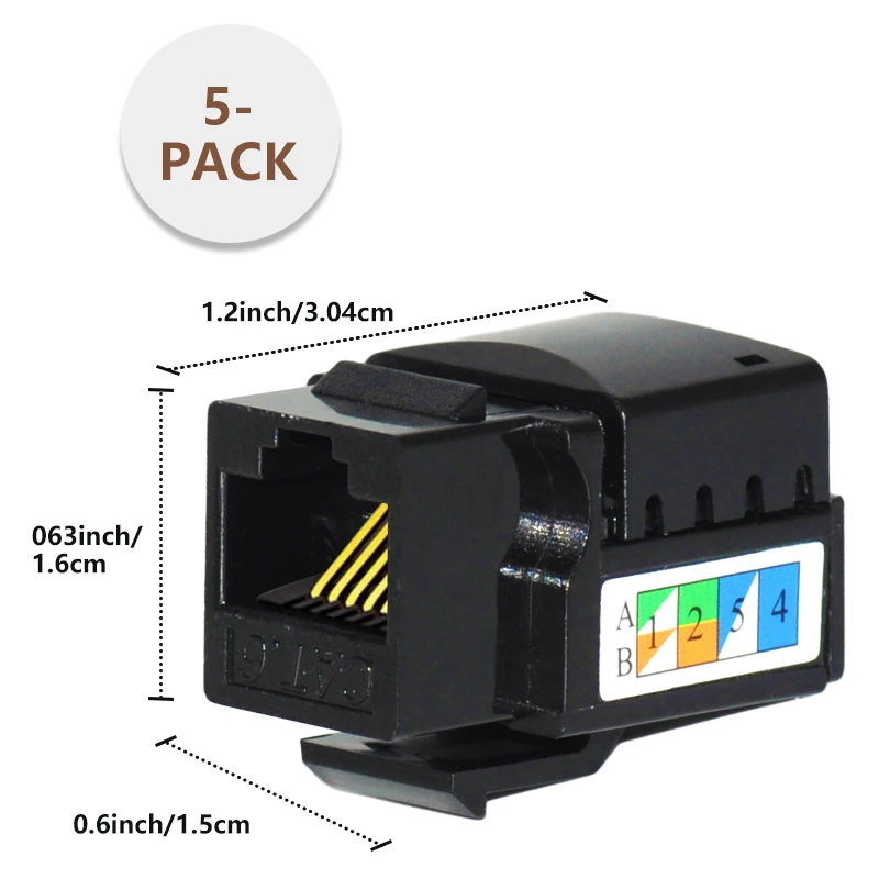 Keystone Jack Rj45 Cat6 Coupler Ethernet Wall Jack Cat6 Network Coupler with Punch Down Stand