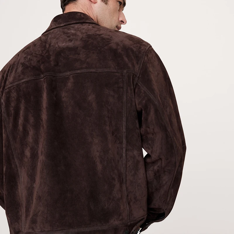 NAFA Customize Classical Hight Quality Casual Nubuck Suede Goat Skin Leather Jacket for Men Autumn Spring Wear