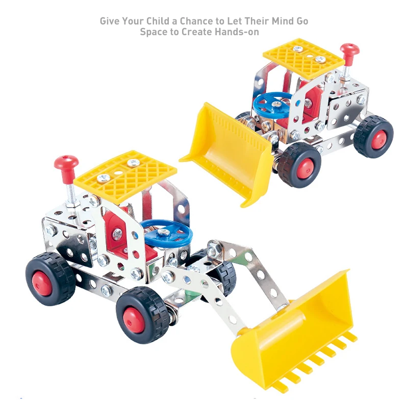 Factory Direct Sale DIY Construction Vehicles Assembly 3D Metal Building Blocks Set