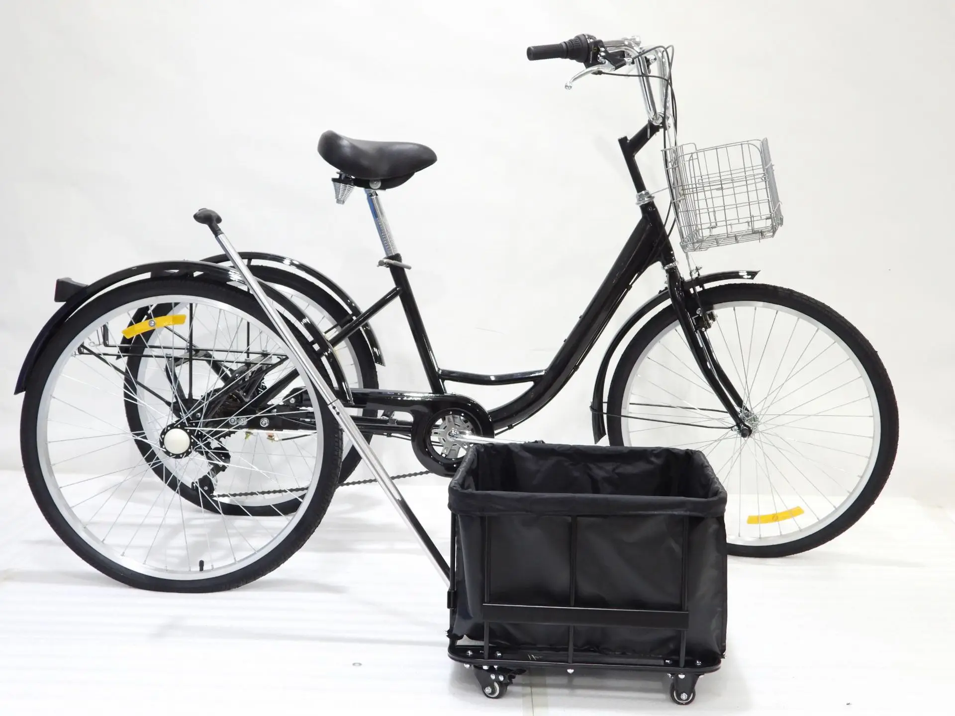 2024 China popular cheap whole sale adults elder 24 inch 6 speed disc brake three wheel cargo bikes trike