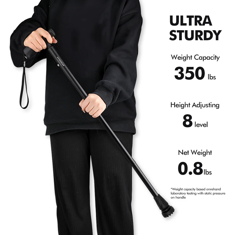 KingGear 4-Section Foldable Adjustable Lightweight Aluminum Walking Cane Stick Custom Colorful Walking Cane for Men Women