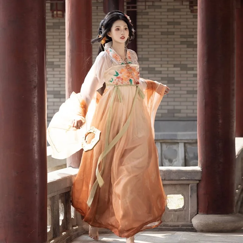 SUNNY Hanfu Pleated Skirt With Large Sleeves Traditional Chinese Clothing