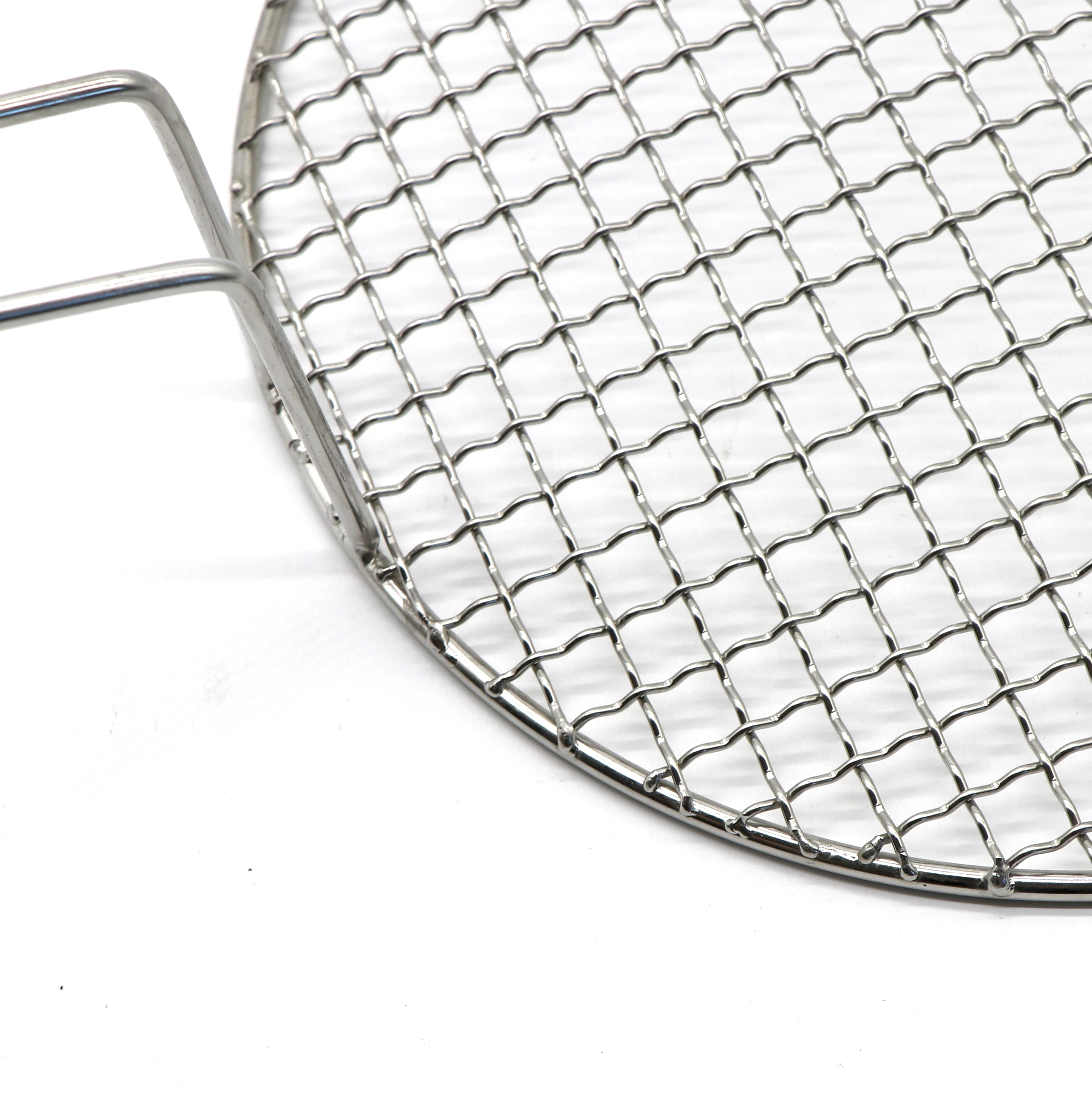 Stainless steel welded barbecue grill with handle, barbecue mesh, Korean style barbecue circular stainless steel 304