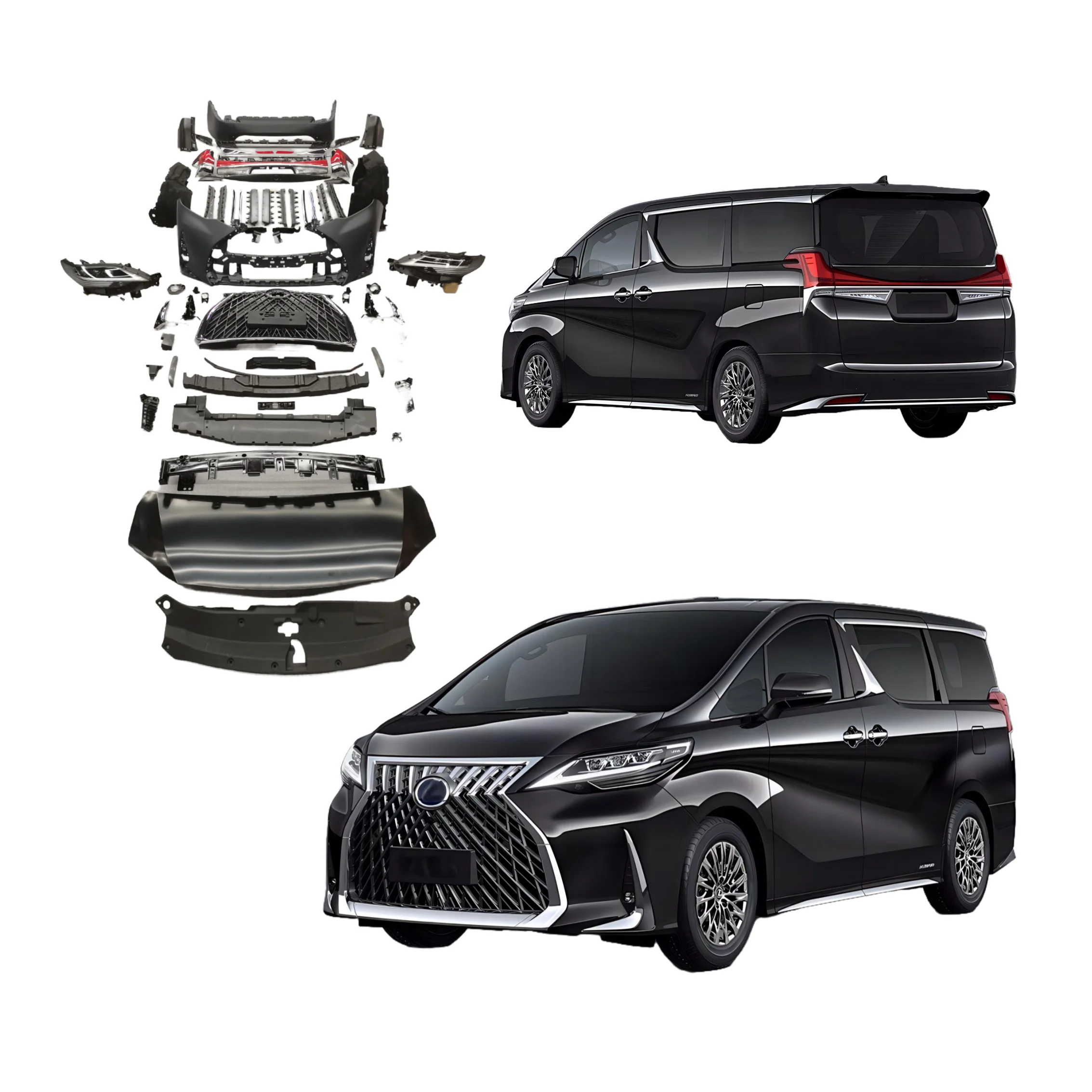 Full Conversion Tuning For Alphard Vellfire 2015-2022 upgrade LM 300h 350h 1:1 bodykit plug and play headlight bumper