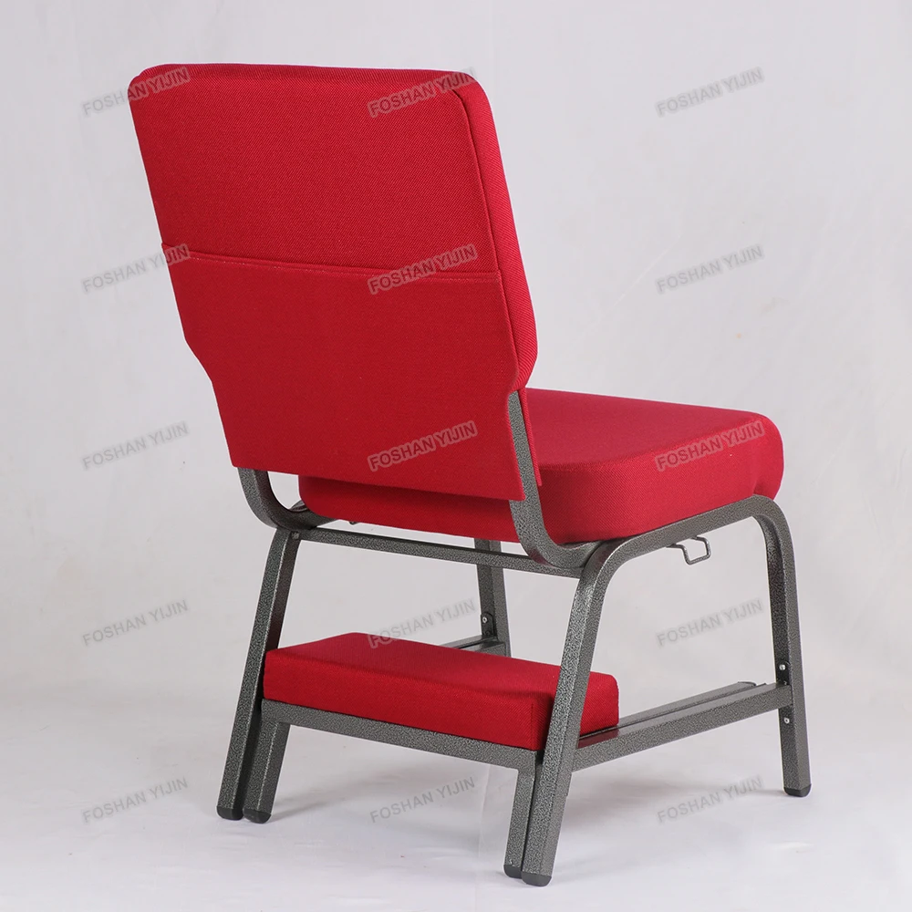 Iron Metal Basket Chapel Furniture Prayer Church Chair with kneeler (YJ-CH086)